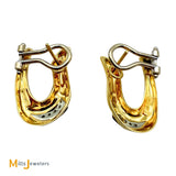 Signed UGEM 18K Two-tone Gold 0.12ctw Diamond Geometric Earrings