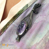 Sterling Silver 925 Vintage Los Ballesteros Taxco Amethyst Brooch Pin