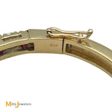 14K Yellow Gold 3.80ctw Round Brilliant Diamond 0.44ctw Ruby Bangle Bracelet