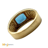 14K Yellow Gold 3.53cts Blue Topaz 0.06ctw Diamond Signet Ring Size 10.75