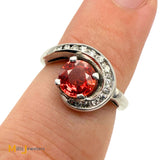 14K White Gold 0.75ct Spessartite Garnet and 0.21ctw Diamond Ring Size 5.25