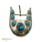 Vintage Sterling Silver 925 Turquoise Southwestern Belt Buckle