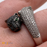 18K White Gold 1.71ctw Diamond/Gemstone Leopard Bypass Ring Size 7