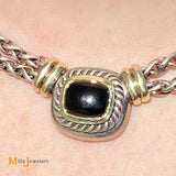 David Yurman 14KYG & 925 SS Black Onyx Albion Double Wheat Chain Necklace