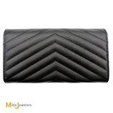 Yves Saint Laurent Cassandre Matelasse Large Flap Wallet in Grain De Poudre Leather
