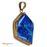 14K Yellow Gold Crazed Asymmetrical Australian Fire Opal Bezel Set Slide Pendant