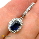 CJ Charles 14K White Gold 1.56ctw Sapphire and 0.27ctw Diamond Dangle Huggie Earrings