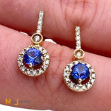 14K Two-Tone Gold 0.93cts Natural Blue Sapphire 0.44cts Diamond Earrings