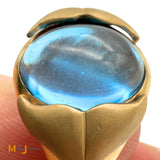 Torgny & Co. 14K Yellow Gold 6.58ct Blue Topaz Cabochon Signet Ring Size 8.5