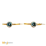 14K Yellow Gold Round Cut 1.84ctw Blue Topaz Hoop Earrings