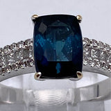 18K White Gold 1.79ct Blue Tourmaline 0.37cts Diamond Ring Size 6.75