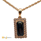 14K Rose Gold 1.12ct Blue Tourmaline 0.12cts Diamond Slide Pendant Necklace