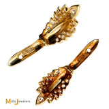 14K Yellow Gold 0.44ctw Round Brilliant Diamond Leaf Huggie Earrings