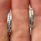 I.B. Goodman 14K White Gold 0.16ctw Diamond Channel Set Huggie Hoop Earrings