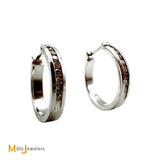 I.B. Goodman 14K White Gold 0.16ctw Diamond Channel Set Huggie Hoop Earrings