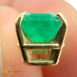 Signed 14K Yellow Gold 0.78ct Emerald and 0.025ct Diamond Slide Pendant