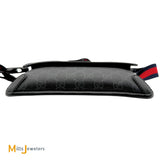 Gucci GG Supreme Black/Grey Coated Canvas Belt Flap Bag
