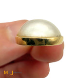 Vintage World Wide Imports 14K Yellow Gold 0.03ctw Diamond and Mabe Pearl Pendant