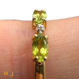 Clyde Duneier 14K Yellow Gold Oval Cut Peridot and 0.01ctw Diamond Hoop Earrings