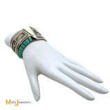 Charlie Bowie Sterling Silver 925 Navajo Turquoise Large Cuff Bracelet