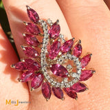 14k Yellow Gold 4.5ctw Ruby and 0.175ctw Diamond Spiral Cocktail Ring Size 9