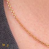 18K Rose Gold Cable Chain Link Necklace 16 Inch