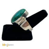 Signed AH Large Men's Cabochon Turquoise Sterling Silver 925 Ring Size 11