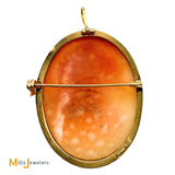 Antique 18K Yellow Gold Hand-Carved Cameo Pendant/Brooch