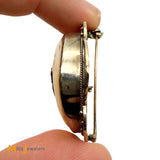 Antique 14K White Gold Hand-Carved Habille Cameo 0.04ct Diamond Pendant/Brooch