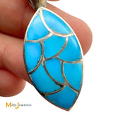 Carmichael Haloo Zuni Sterling Silver 925 Fish Scale Inlaid Turquoise Dangle Pendant