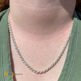 Sterling Silver 925 4mm Rope Chain Necklace 24 Inch