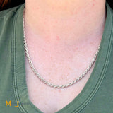 Sterling Silver 925 4mm Rope Chain Necklace 24 Inch