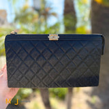 Chanel Black Quilted Caviar Leatherboy Zipper Pouch Medium 2018-2019