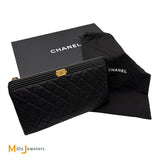 Chanel Black Quilted Caviar Leatherboy Zipper Pouch Medium 2018-2019