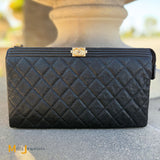 Chanel Black Quilted Caviar Leatherboy Zipper Pouch Medium 2018-2019