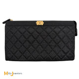 Chanel Black Quilted Caviar Leatherboy Zipper Pouch Medium 2018-2019