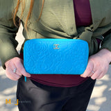 Chanel Camellia Embossed Blue Lambskin Continental Wallet