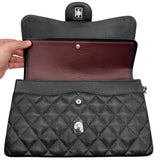 Chanel Double Flap Quilted Caviar Leather Black Crossbody Bag Jumbo 2018