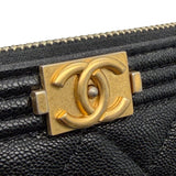 Chanel Black Quilted Caviar Leatherboy Zipper Pouch Medium 2018-2019