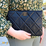 Chanel 19 Original Case Black Quilted Lambskin Clutch