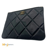 Chanel 19 Original Case Black Quilted Lambskin Clutch