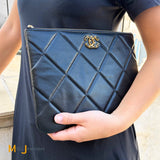 Chanel 19 Original Case Black Quilted Lambskin Clutch