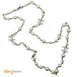 Chanel CC Glass Pearl and Swarovski Crystal 5 Double-C Logo Necklace 2021