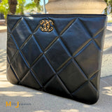 Chanel 19 Original Case Black Quilted Lambskin Clutch