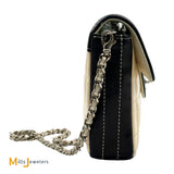 Chanel Vintage Cream and Black Patent Leather Chocolate Bar East West Shoulder Bag