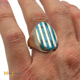 Sterling Silver 925 Turquoise Channel Inlay Ring Size 10