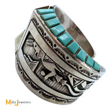 Charlie Bowie Sterling Silver 925 Navajo Turquoise Large Cuff Bracelet