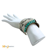 Charlie Bowie Sterling Silver 925 Navajo Turquoise Large Cuff Bracelet