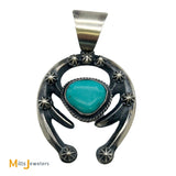 Chimney Butte Navajo Sterling Silver 925 Turquoise Naja Pendant