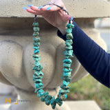 Chunky Natural Turquoise Nugget Statement Necklace Approximately 1700 Carats